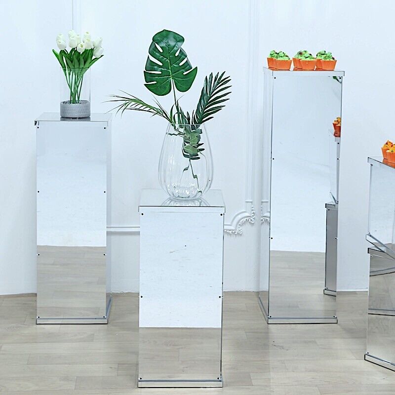 24-Inch tall Silver Mirror DISPLAY BOX CENTERPIECE Party