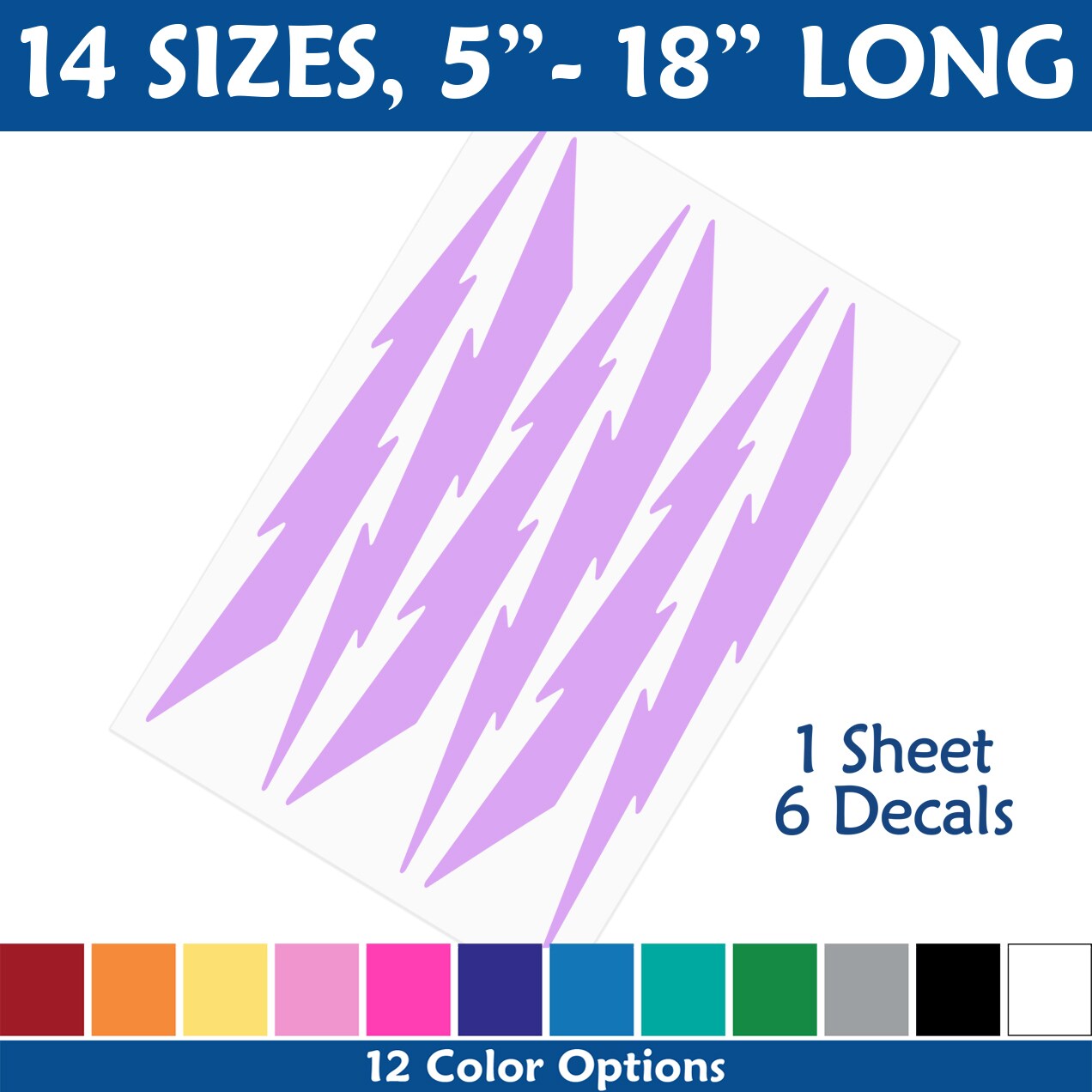 6 Lightning Bolts Decal Set, Six Lightning Stickers Kit, Lightning