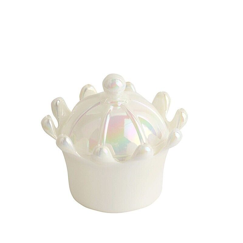 12 White Iridescent 3&#x22; Mini Crowns Dome Lids FAVOR HOLDERS