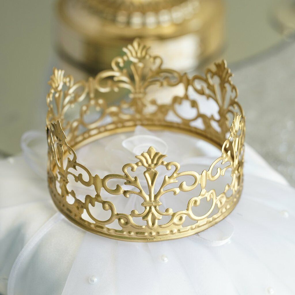 2&#x22; tall Gold Metal Crown CAKE TOPPER Princess Kids Birthday