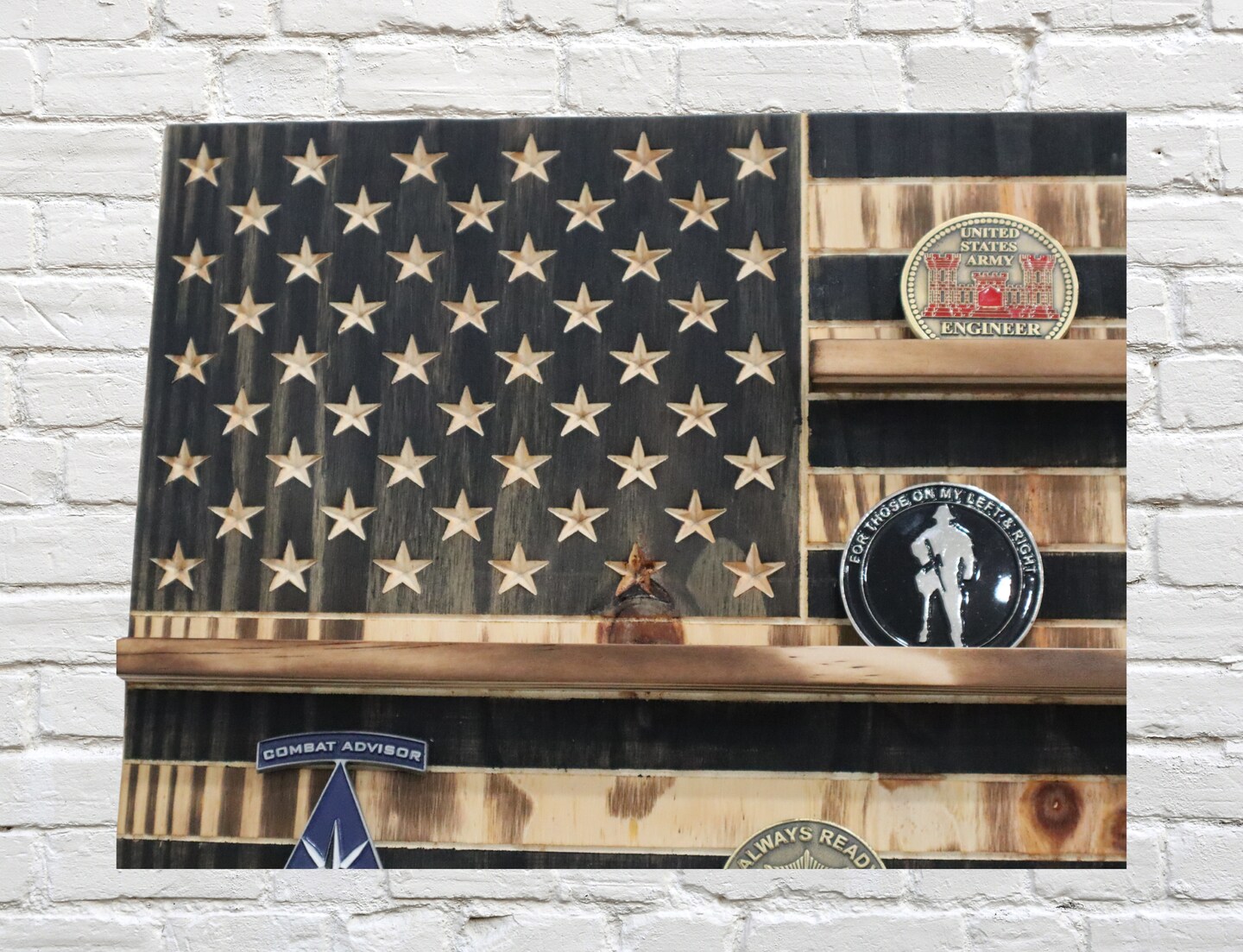 Rustic US Flag Challenge Coin Display, Military Challenge Coin Flag, Veteran Gift Idea Made in the USA Florida product 6