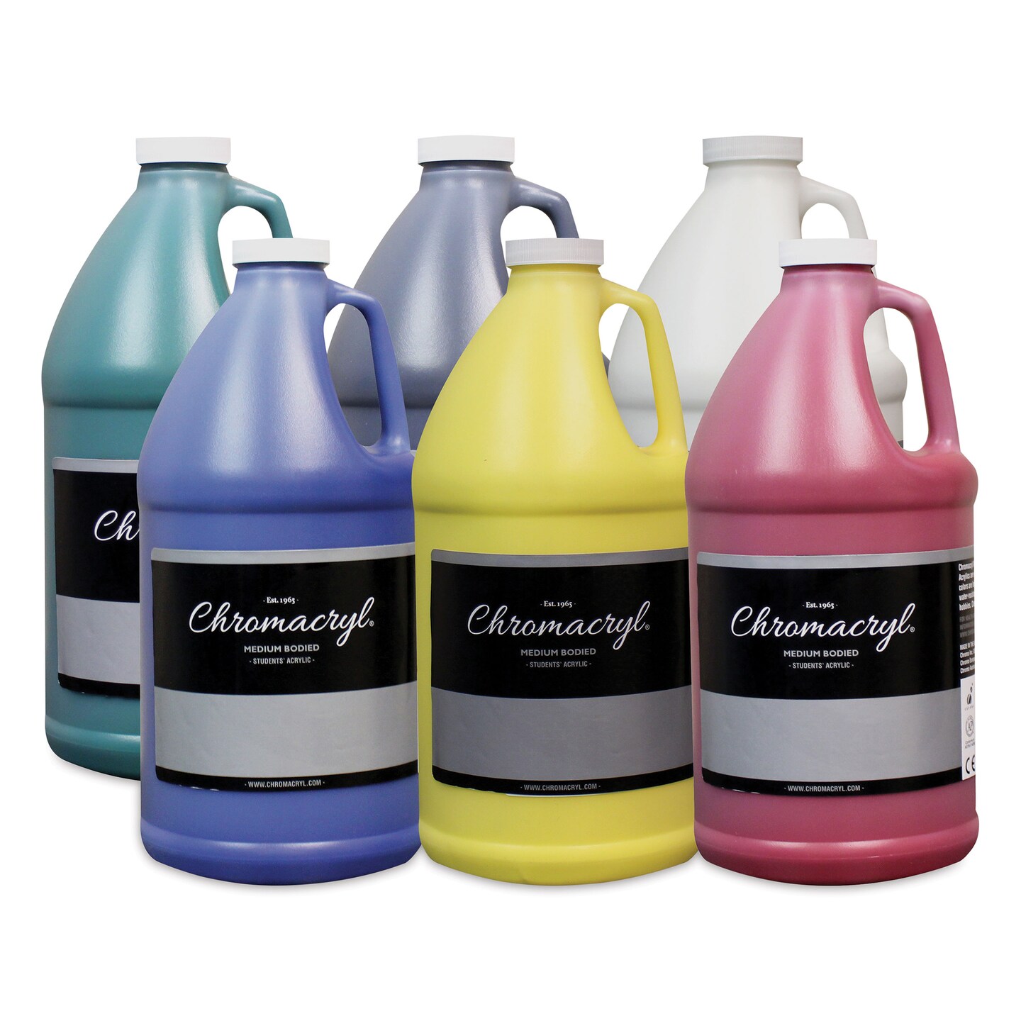 Chromacryl Students&#x27; Acrylic Paints - Set of 6, Cool Colors, Half Gallon