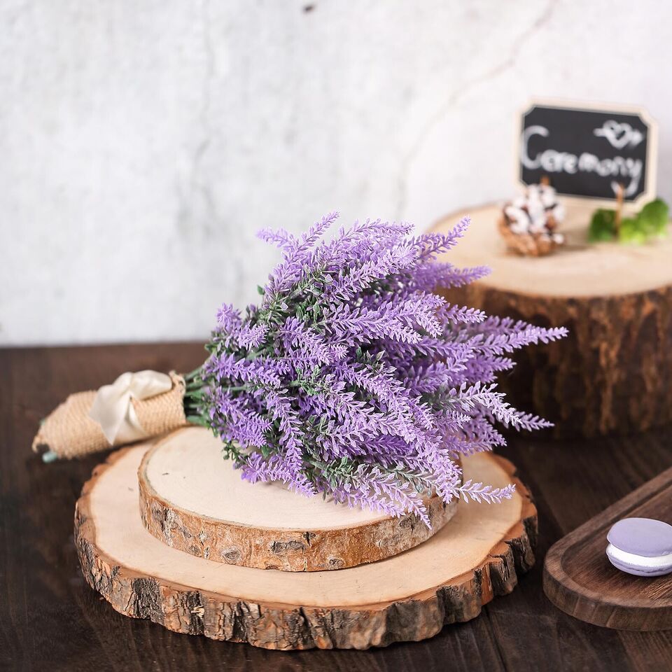 4 Bushes 14-Inch tall Lavender Flowers Artificial Faux Sprays Stems Centerpieces