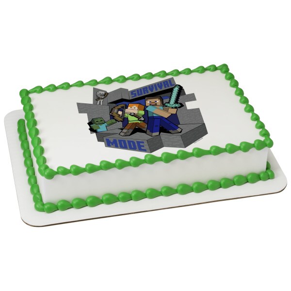 MINECRAFT Survival Mode Edible Cake Topper Image - 1/4 Sheet