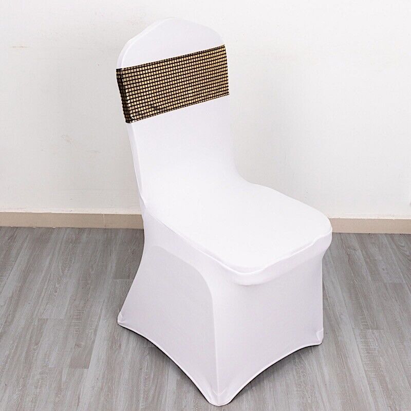 5 Black Gold Mirror Foil Design Polyester CHAIR SASHES