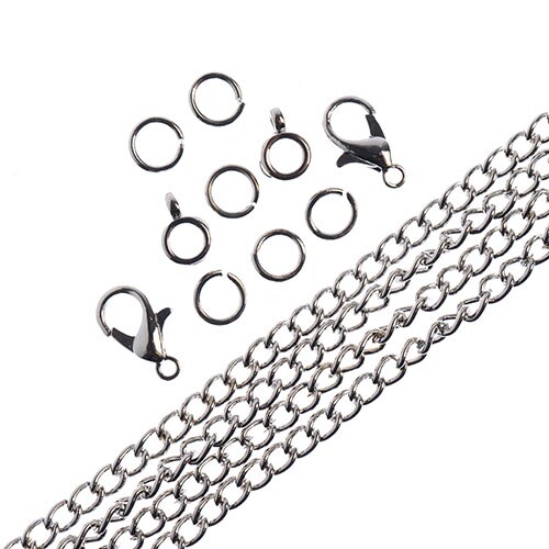 John Bead 3x4mm Curb Chain &#x26; Jewelry Findings Set