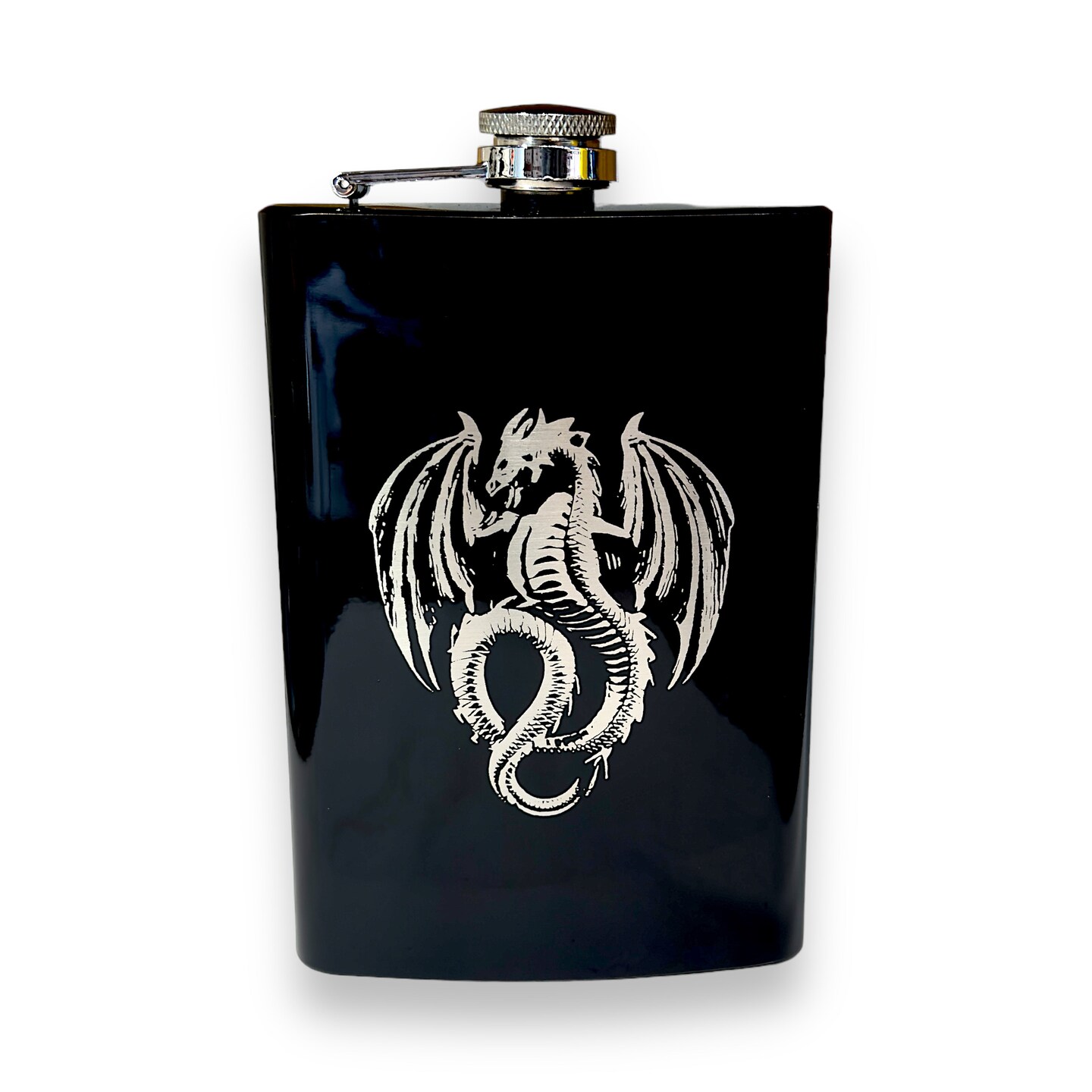 8oz BLACK Vintage Flying Dragon Flask 8oz BLACK Vintage Flying Dragon Flask