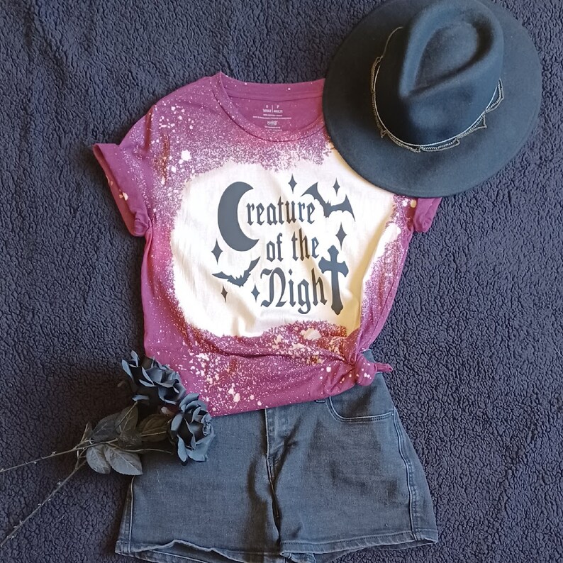 Creature of the Night Tee Unisex Jersey Shirt Bleached Spooky