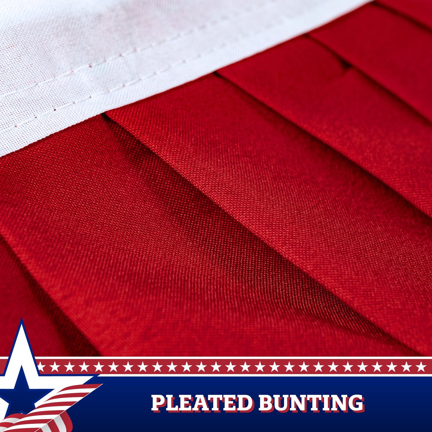 G128 - USA Pleated Fan Flag, 3x6 Feet American USA Bunting Decoration Flags Printed Patriotic Stars &#x26; Stripes with Canvas Header and Brass Grommets