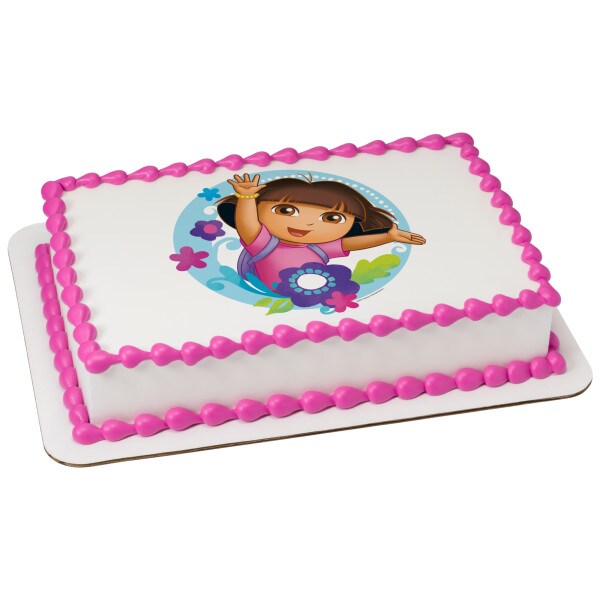 Dora the Explorer™ Flowers Edible Cake Topper Image - 7.5" Round