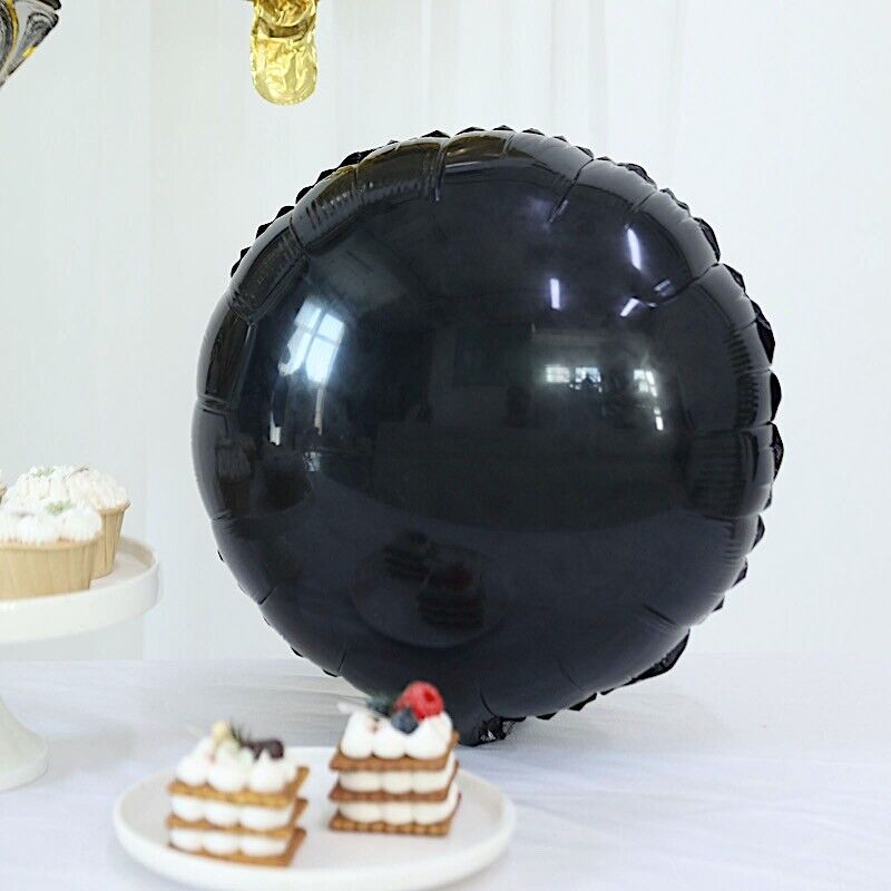 6 Gold Black White Round Crown Stars Mylar Foil BALLOONS