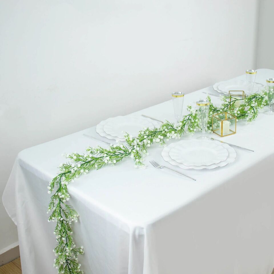6 feet Green White Silk Baby Breath Artificial Flower GARLAND