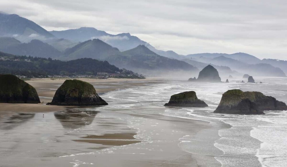 Oregon, Cannon Beach Fog rises over coastline by Jean Carter Item