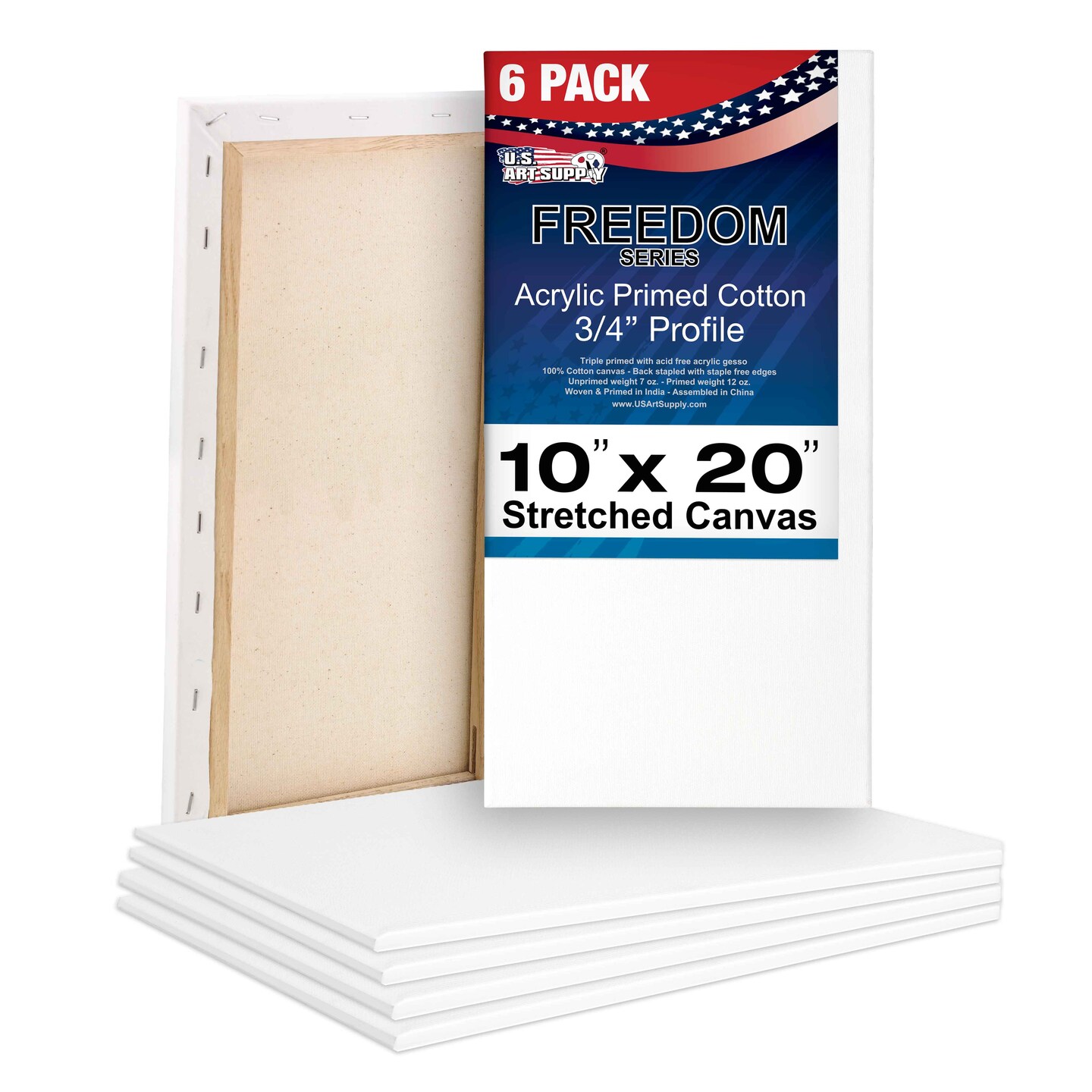 10 x 20 inch Stretched Canvas 12Ounce Triple Primed, 6Pack