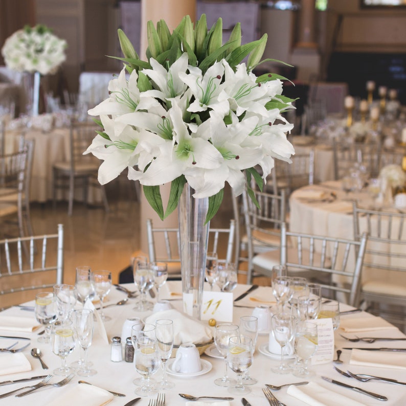 34&#x22; Casablanca Lily Stem - Realistic Artificial Silk Flower for Elegant Arrangements, Floral Home by Artificial Flowers