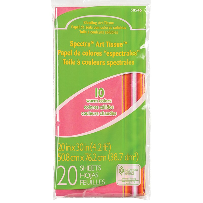 Deluxe Bleeding Art Tissue, 10 Color Warm Assortment, 20" X 30", 20