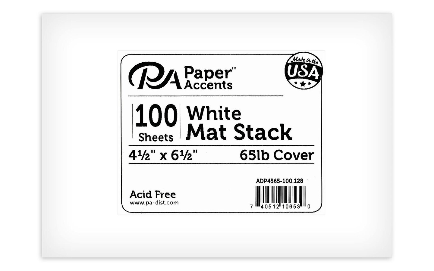 Mat Stack 4.5x6.5 Blank 100pc 65lb White 