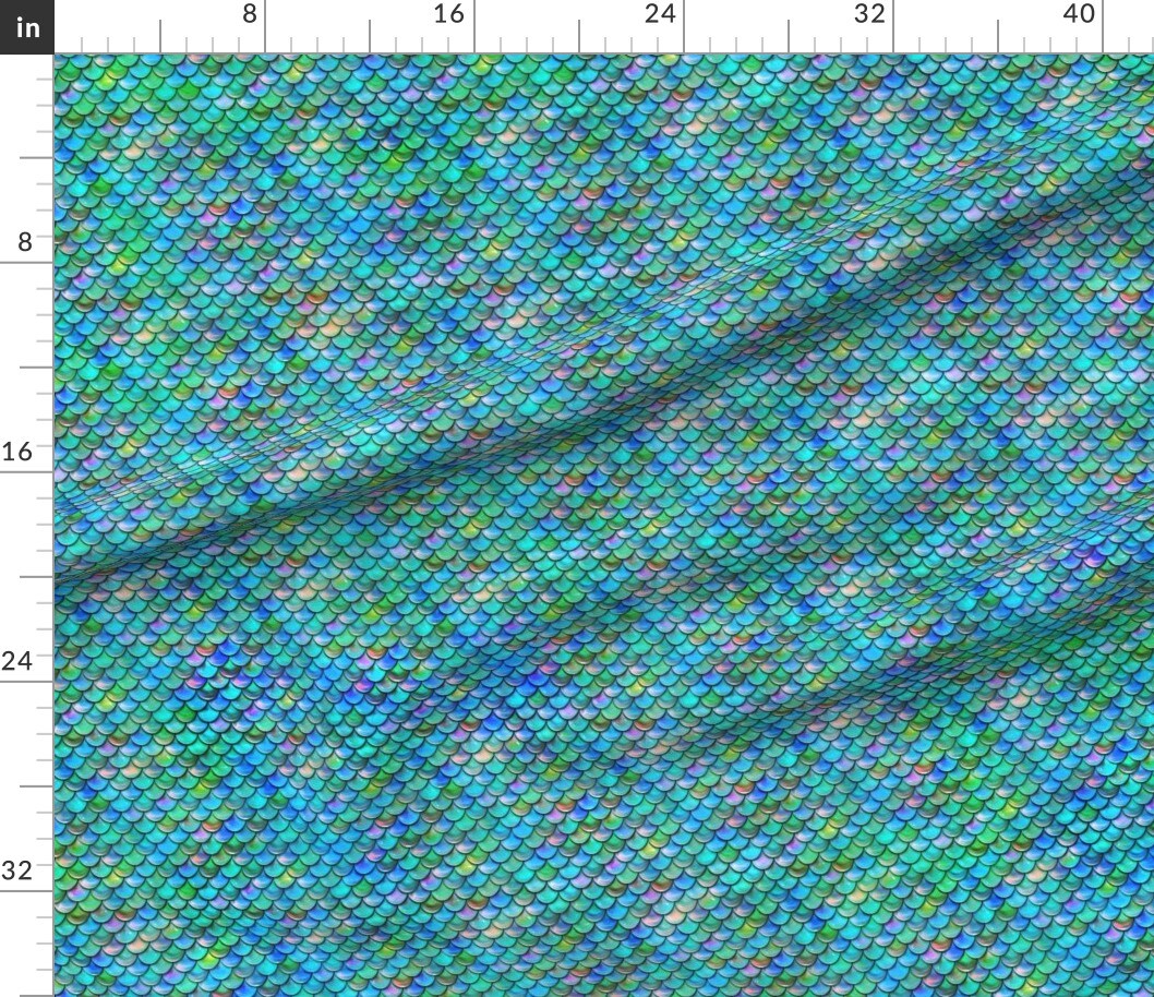 Various Fabrics by the Yard or Fat Quarter Mermaid Scales Fish Ocean Mermaids Aquatic Custom Printed Fabric by Spoonflower