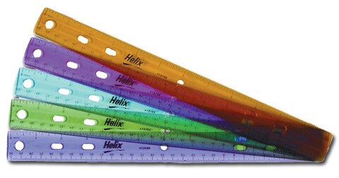 TINTED RING BINDER RULER INCH/METRIC 12 INCH