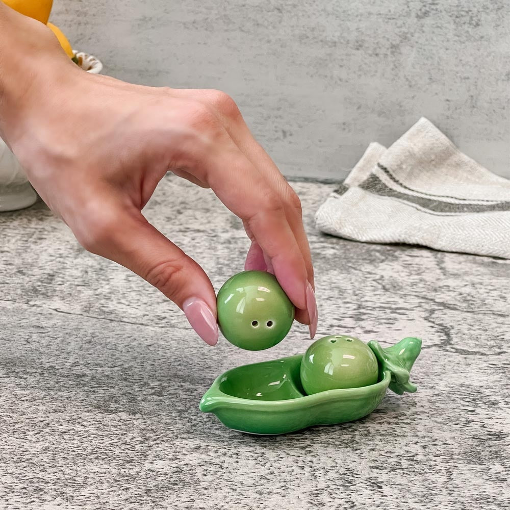 Two Peas in a Pod Ceramic Salt &#x26; Pepper Shakers (Set of 4)