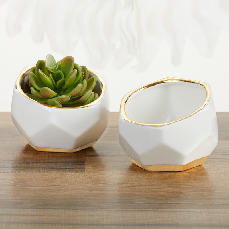 Geometric Ceramic Planter - Small (Set of 3)