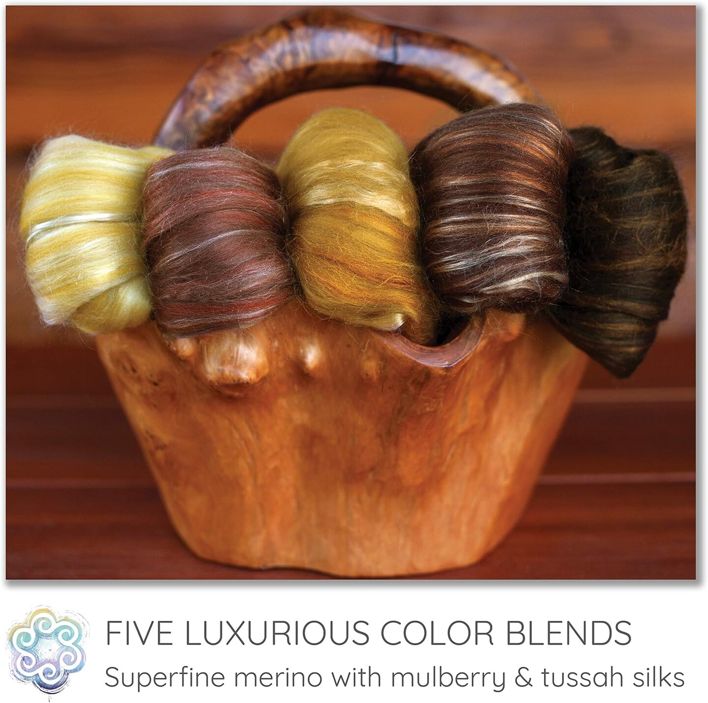 5oz Merino Silk Luxe Blends - Roving for Spinning, Felting, and Blending. Merino Wool + Glossy Mulberry Silk + Premium Tussah Silk.