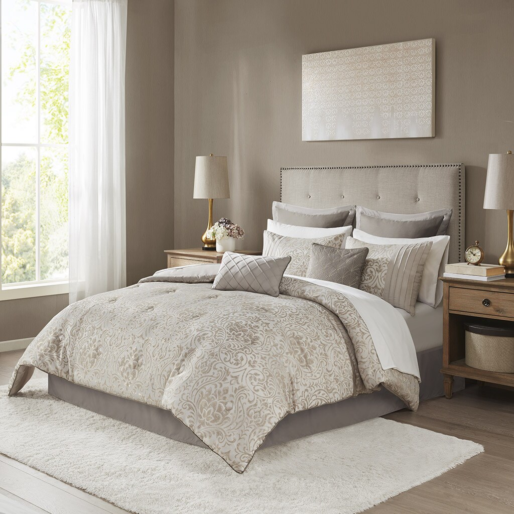 Gracie Mills   12 Piece Jacquard Comforter Set with Bed Sheets