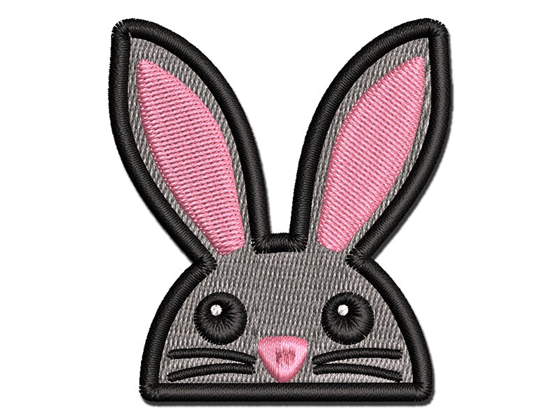 Peeking Bunny Rabbit Multi-Color Embroidered Iron-On Patch Applique ...