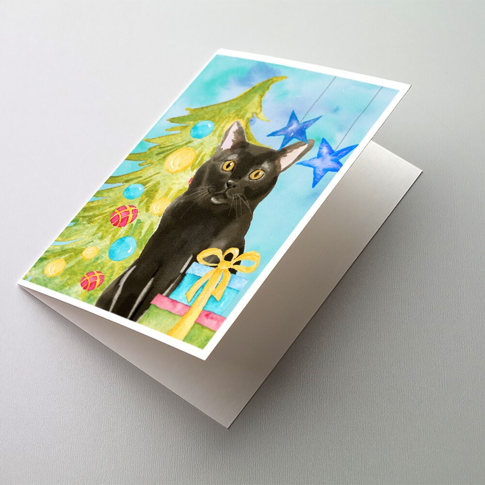 Caroline&#x27;s Treasures Bombay Christmas Presents Greeting Cards and Envelopes Pack of 8