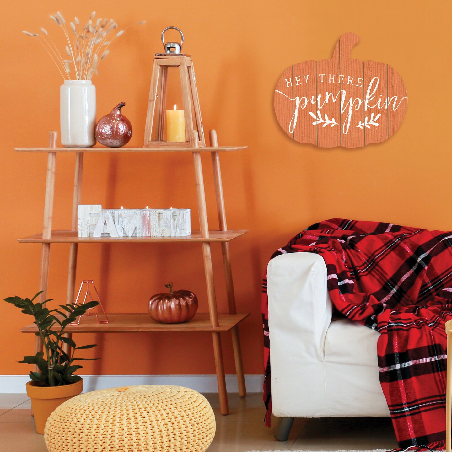 Hey There Pumpkin - By Artisan Lux + Me Designs Printed on Wooden Pumpkin Wall Art