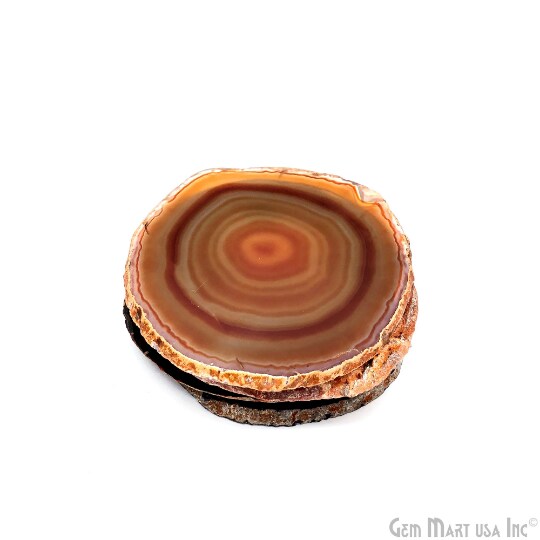 Red Agate Coasters, Drinkware Coasters, Agate Slice Home Décor, Agate Canvas, GemMartUSA (RDCO-58020)