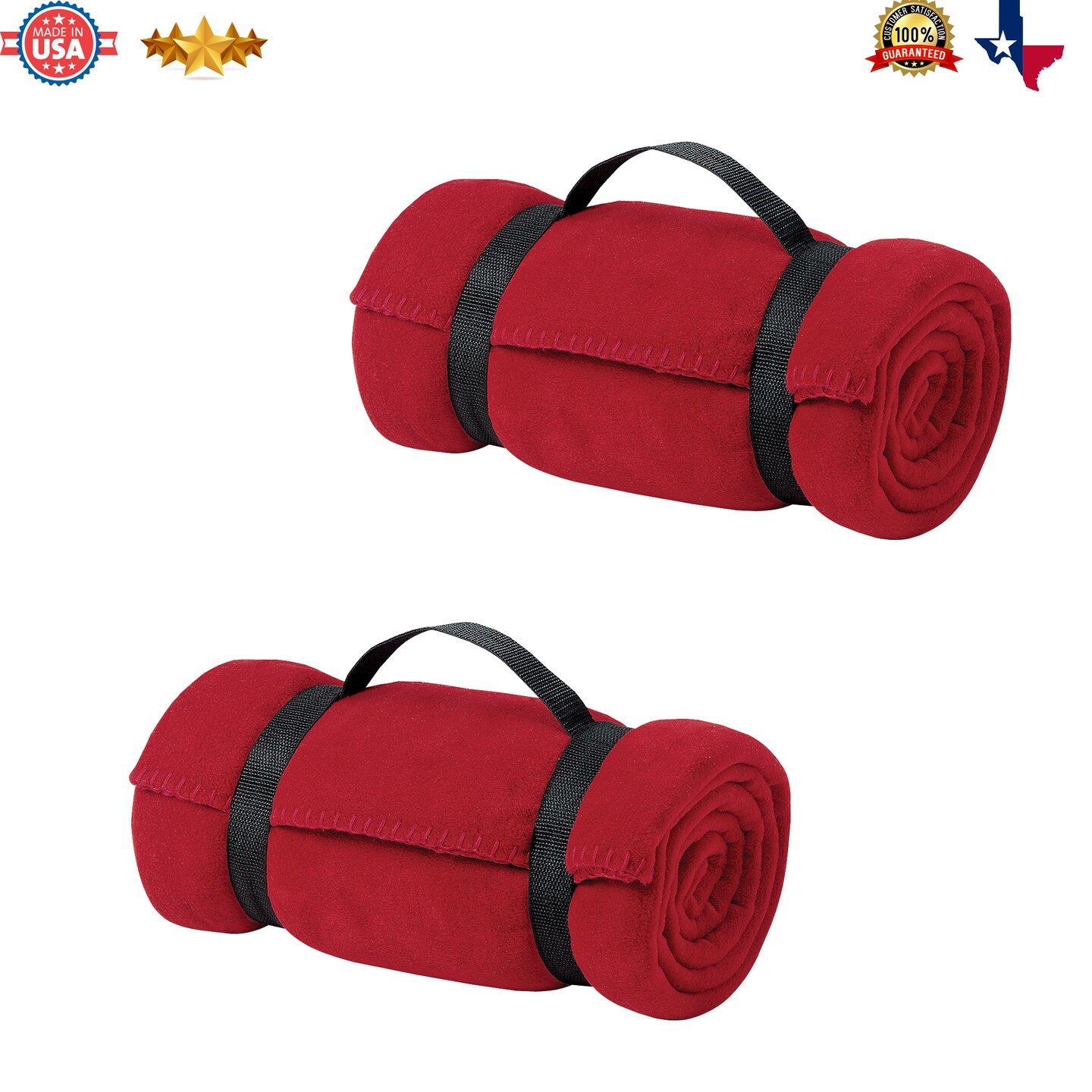 Bundle of Comfort 2Pcs Value Fleece Blanket Set with Strap Soft