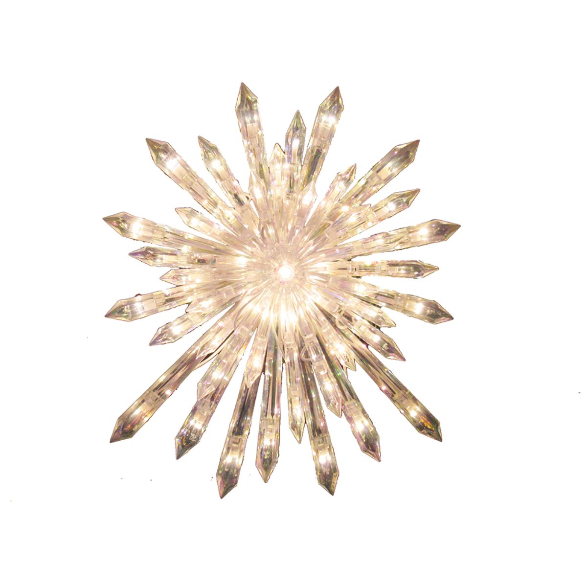 CC Christmas Decor 11.25" Clear Incandescent Crystal Snowflake Lighted Tree Topper with Green Wire