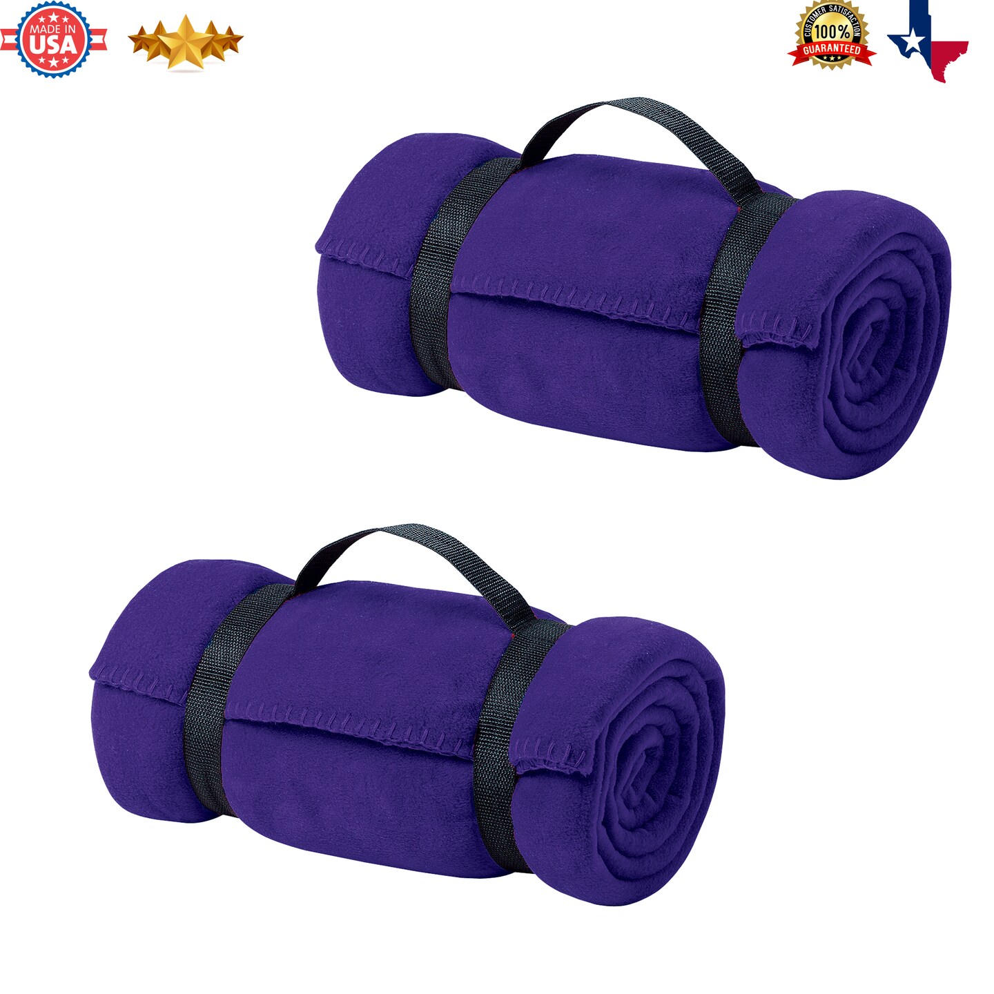 Bundle of Comfort 2Pcs Value Fleece Blanket Set with Strap Soft