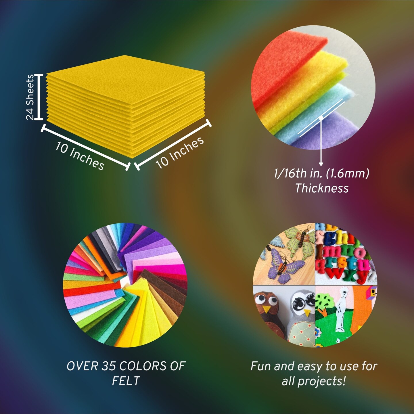 10&#x22; x 10&#x22; Acrylic Felt Sheets by FabricLA