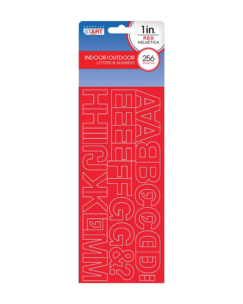 Creative Start Vinyl Self-Adhesive Letters and Numbers, 1&#x22;, Helvetica Font, Red, 256 count