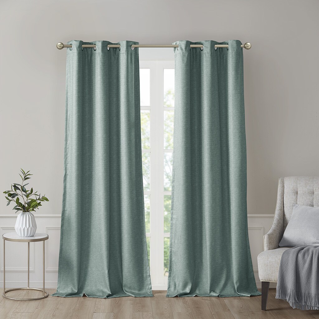 Gracie Mills Tonal Printed Faux Silk Total Blackout Curtain Panel Pair