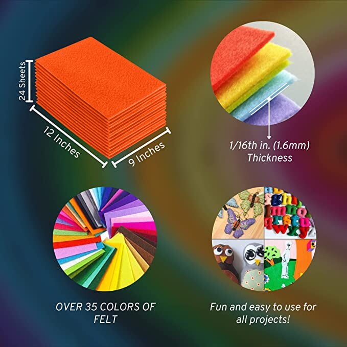 9&#x22; x 12&#x22; Acrylic Felt Sheets by FabricLA