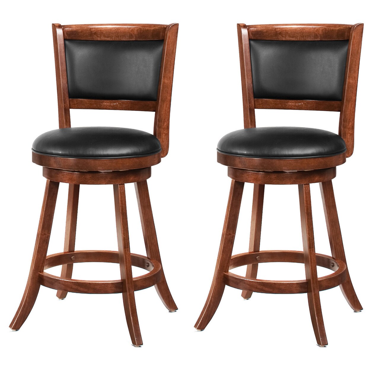 Saltoro Sherpi Counter Height Stool with Upholstered Seat, Brown, Set of 2-