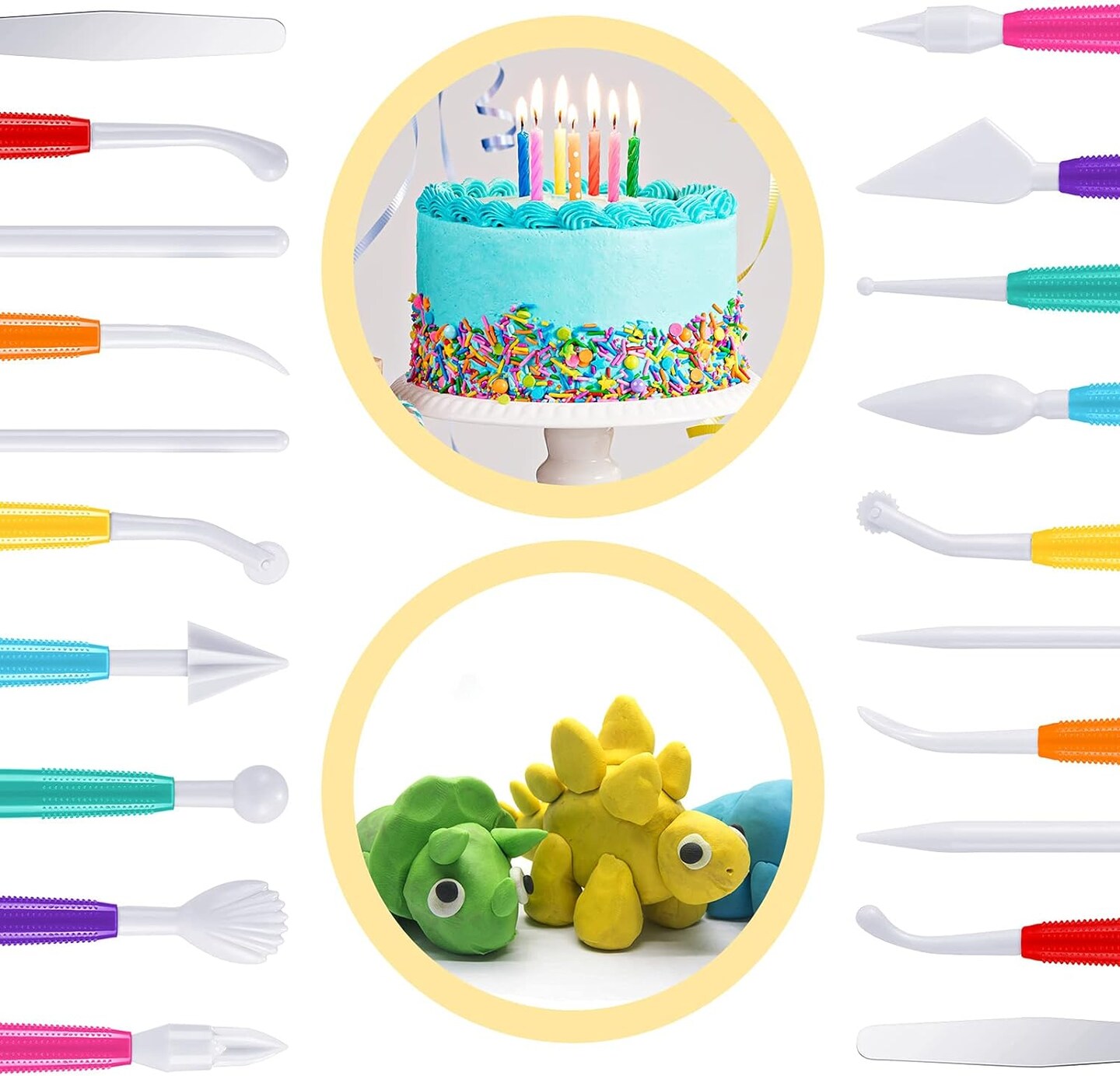 Plastic Clay Tools Clay Sculpting Tools Modeling Clay Tools Double Head Ceramic Pottery Tool Kit Cook Decorating Tools for Kids Crafts DIY Shaping and Sculpting, Assorted Colors