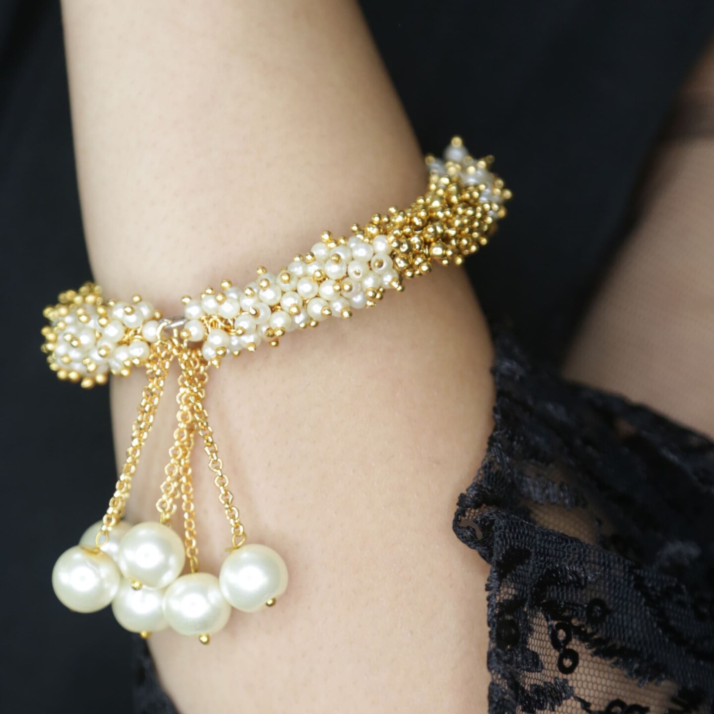 Antique Adjustable Bracelet with Gold Plating Bangle Bracelets for Women Gold and Pearl Bracelet Indian Jewellary Indian Favor or Mothers Day Valentines Anniversary Birthday Gifts