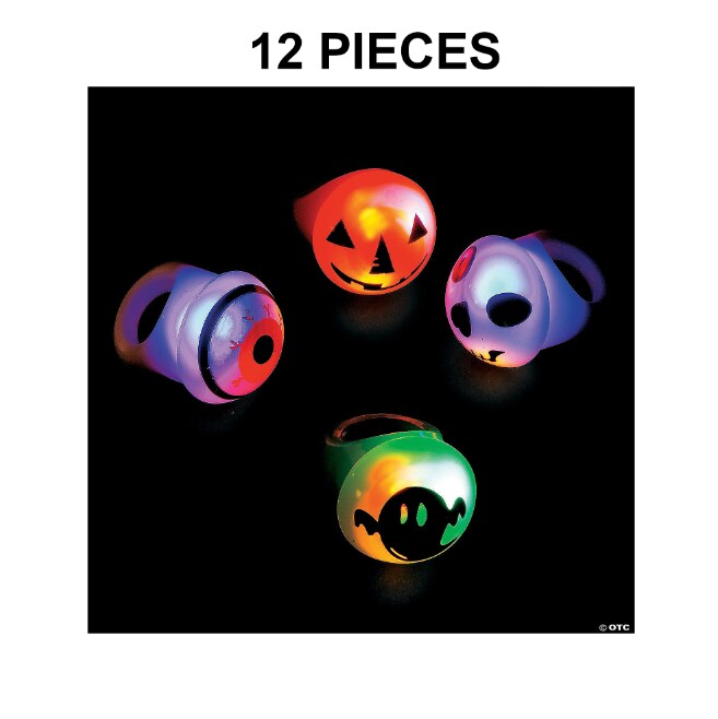 Flashing Halloween Light-Up Rings - 12 Pc.