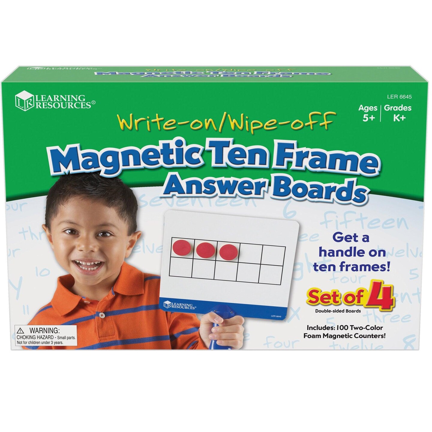 Magnetic Ten Frame Answer Write &#x26; Wipe Board Set, 4 Per Pack