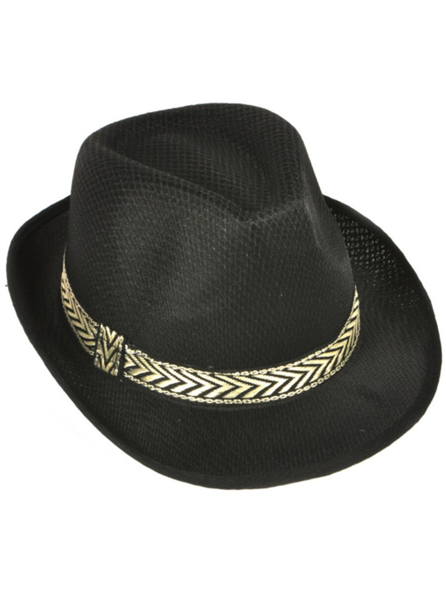 Childs Modern Black Mesh Fashion Fedora With Contrasting Hat Band