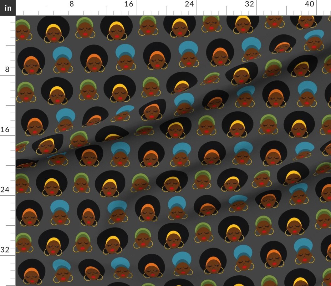 Various Fabrics by the Yard or Fat Quarter Afro African Black Lipstick Women Colorful Eyelashes Hair Lips Hairstyles Protective Style Fashion Glam Retro Custom Printed Fabric by Spoonflower