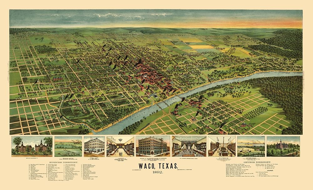 Waco Texas - Ension 1892 Poster Print by Ension Ension # TXWA0002