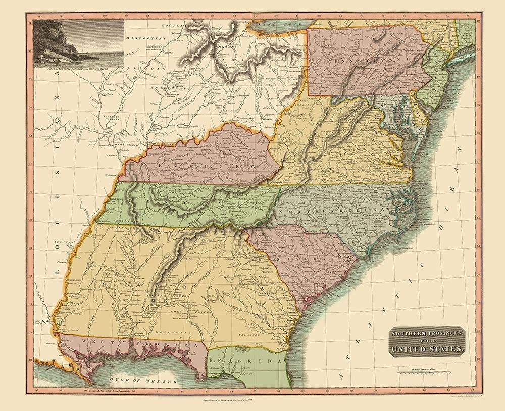 Southeastern United States - Thomson 1817 Poster Print by Thomson ...