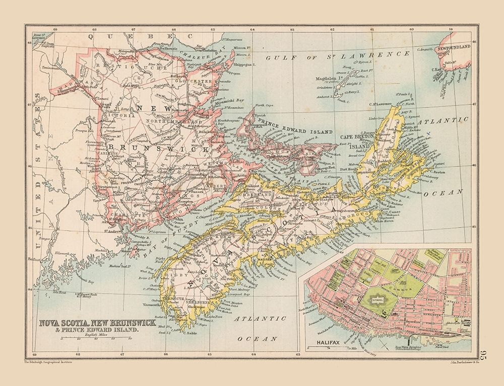 Nova Scotia New Brunswick Canada - Bartholomew Poster Print by Bartholomew Bartholomew # ITCA0066