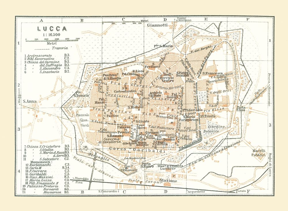 Lucca Italy - Bertarelli 1914 Poster Print by Bertarelli Bertarelli # ITIT0194