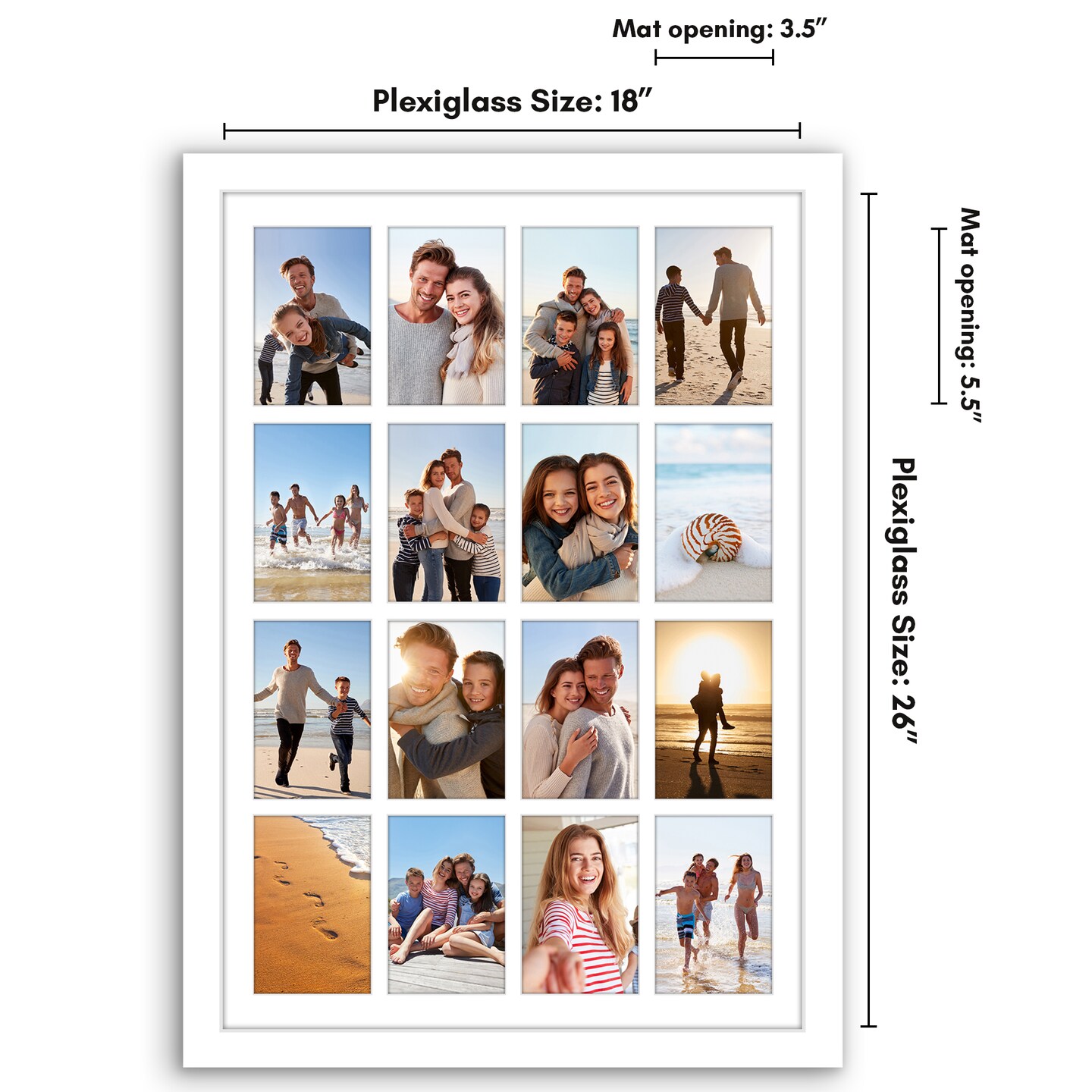 Americanflat 18x26 Collage Picture Frame - Use as Sixteen 4x6 Picture Frame Openings or One 18x26 Photo Frame Made of Engineered Wood with Polished Plexiglass
